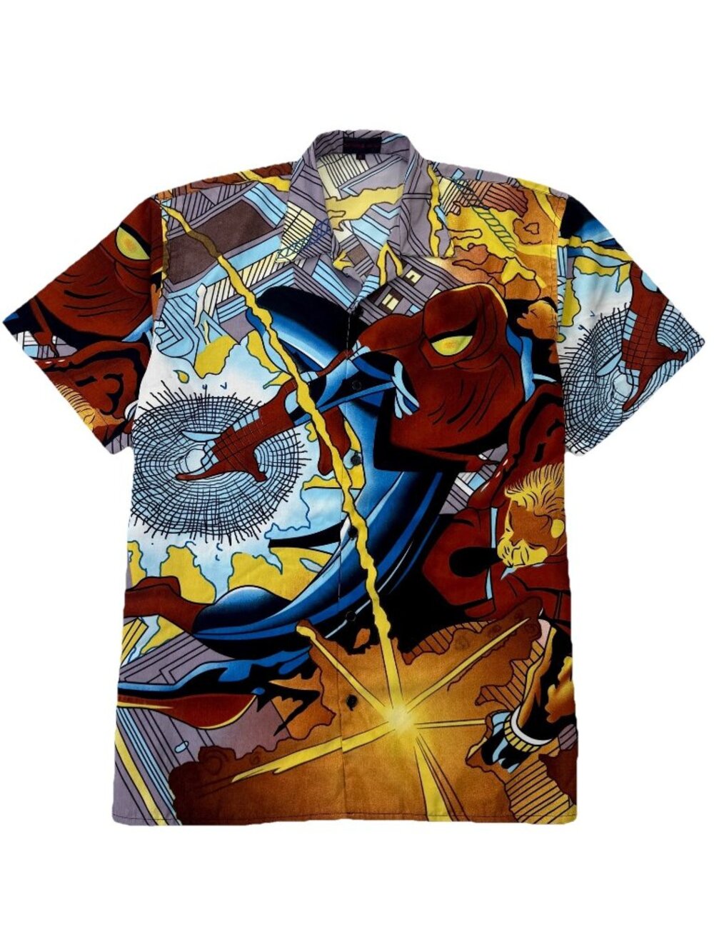 VTG Y2K Spider Man Kraven The Hunter AOP Shirt Men’s M Button Up Marvel Comics